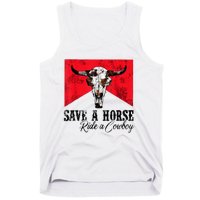 Save A Horse Ride A Cowboy Western Country Rodeo Bull Skull Tank Top