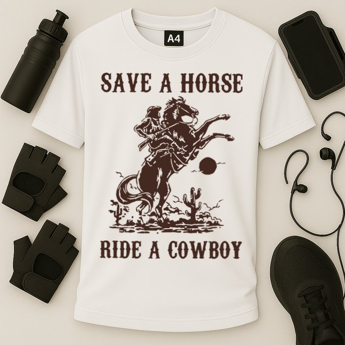Save A Horse Ride A Cowboy Cooling Performance Crew T-Shirt