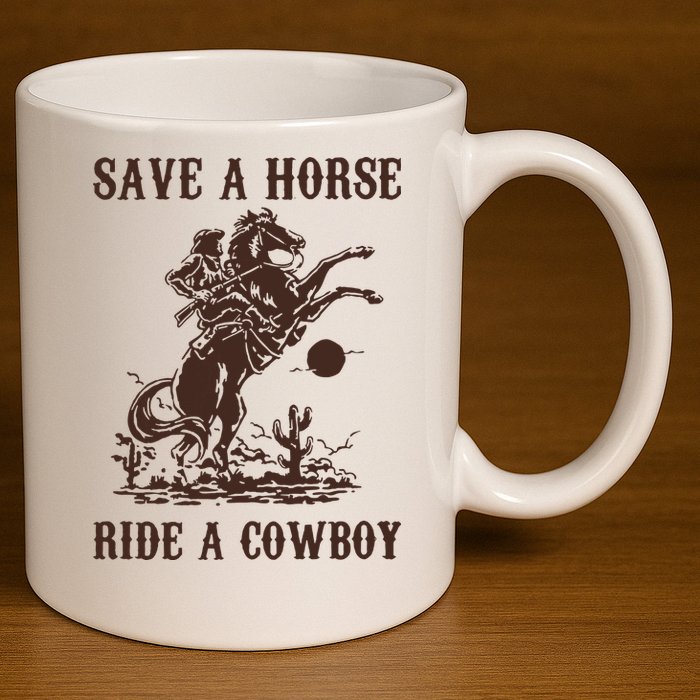 Save A Horse Ride A Cowboy 11oz C Handle Ceramic Mug