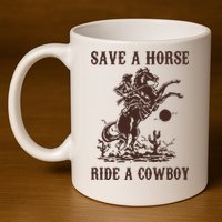 Save A Horse Ride A Cowboy 11oz C Handle Ceramic Mug