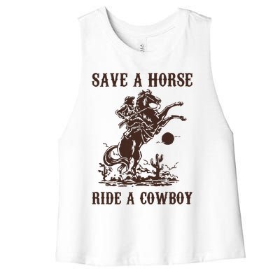 Save A Horse Ride A Cowboy Women's Racerback Cropped Tank