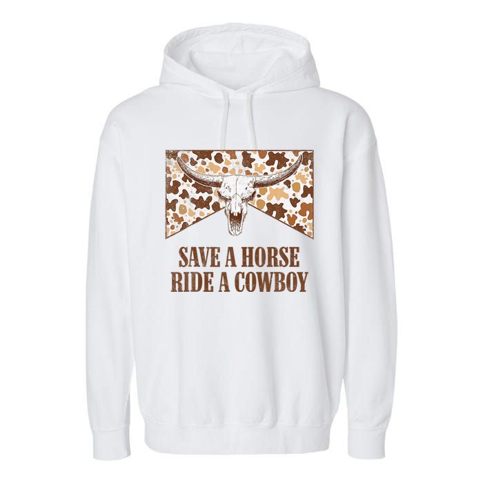 Save A Horse Ride A Cow Bull Skull Leopard Western Rodeo Garment-Dyed Fleece Hoodie