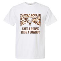 Save A Horse Ride A Cow Bull Skull Leopard Western Rodeo Garment-Dyed Heavyweight T-Shirt