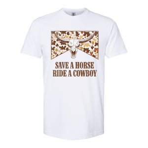 Save A Horse Ride A Cow Bull Skull Leopard Western Rodeo Softstyle CVC T-Shirt