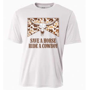 Save A Horse Ride A Cow Bull Skull Leopard Western Rodeo Cooling Performance Crew T-Shirt