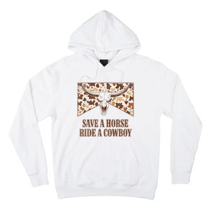 Save A Horse Ride A Cow Bull Skull Leopard Western Rodeo Hoodie