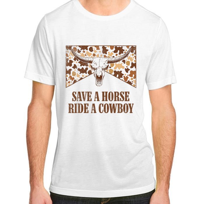 Save A Horse Ride A Cow Bull Skull Leopard Western Rodeo Adult ChromaSoft Performance T-Shirt