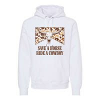 Save A Horse Ride A Cow Bull Skull Leopard Western Rodeo Premium Hoodie