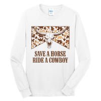 Save A Horse Ride A Cow Bull Skull Leopard Western Rodeo Tall Long Sleeve T-Shirt