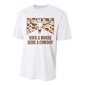 Save A Horse Ride A Cow Bull Skull Leopard Western Rodeo Performance Sprint T-Shirt