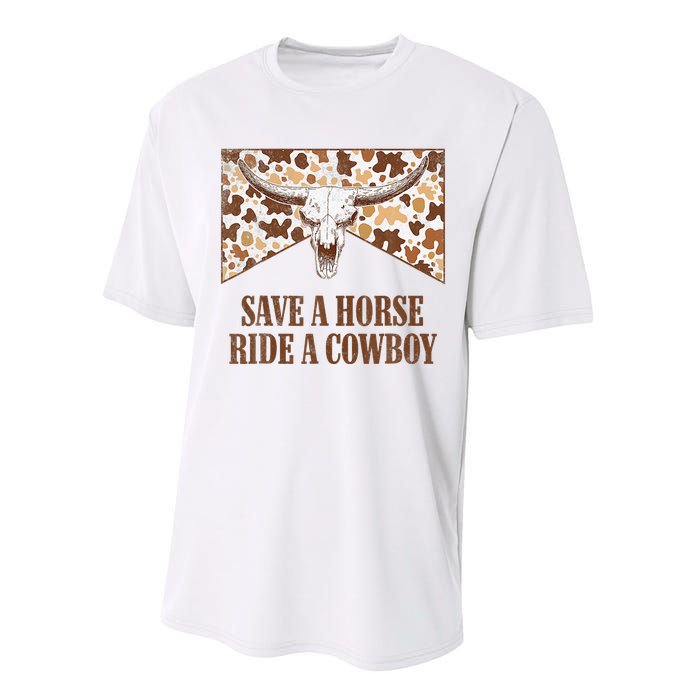 Save A Horse Ride A Cow Bull Skull Leopard Western Rodeo Performance Sprint T-Shirt