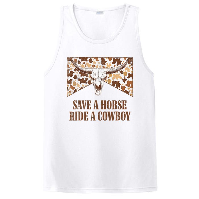 Save A Horse Ride A Cow Bull Skull Leopard Western Rodeo PosiCharge Competitor Tank