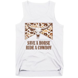 Save A Horse Ride A Cow Bull Skull Leopard Western Rodeo Tank Top