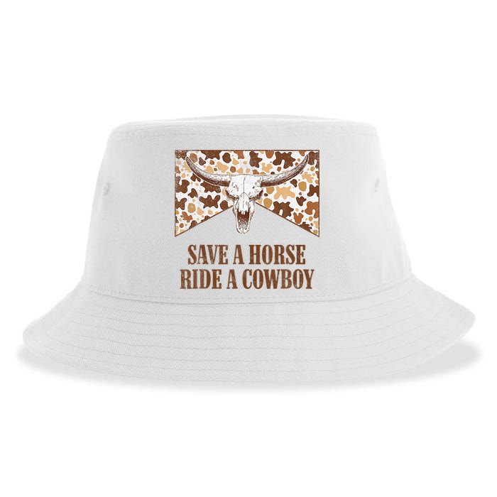 Save A Horse Ride A Cow Bull Skull Sustainable Bucket Hat