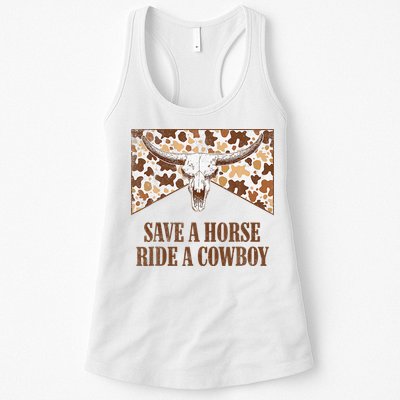 Save A Horse Ride A Cow Bull Skull Womens Tank Top