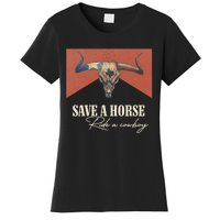 Save A Horse Ride A Cow Vintage Western Bull Skull Women's T-Shirt