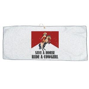 Save A Horse Ride A Cowgirl Large Microfiber Waffle Golf Towel