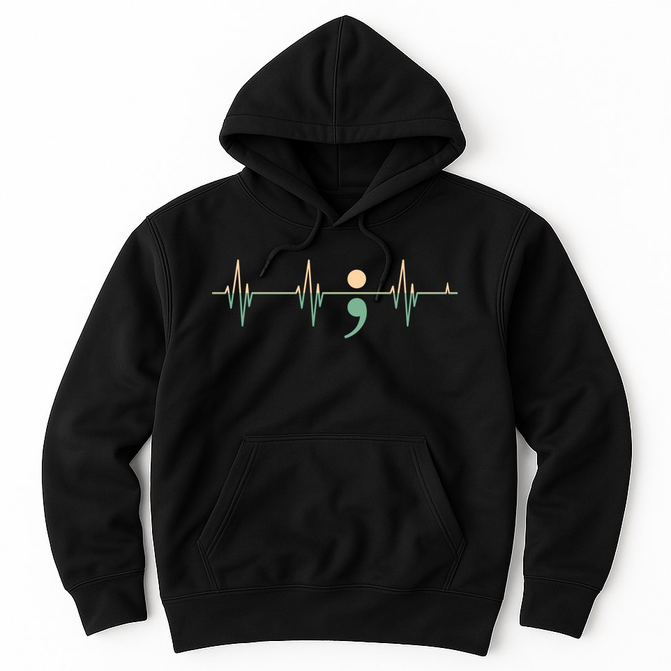 Suicide Awareness Heartbeat Ribbon Hoodie