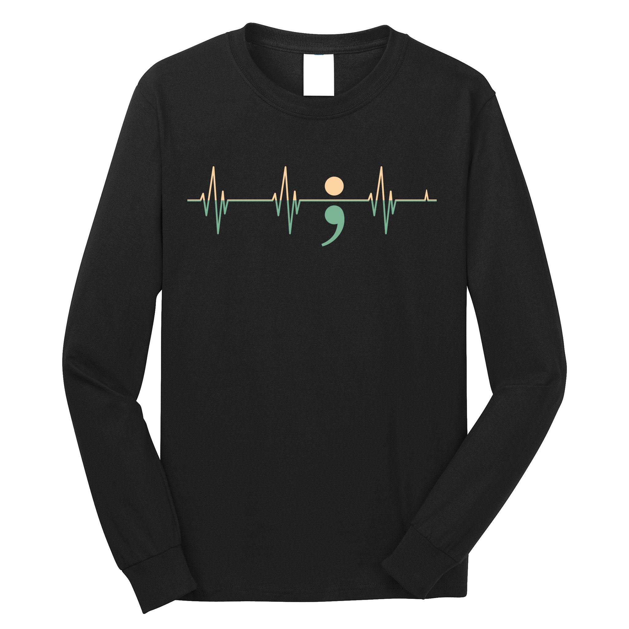Suicide Awareness Heartbeat Ribbon Long Sleeve Shirt