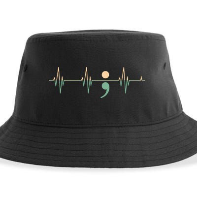 Suicide Awareness Heartbeat Ribbon Sustainable Bucket Hat