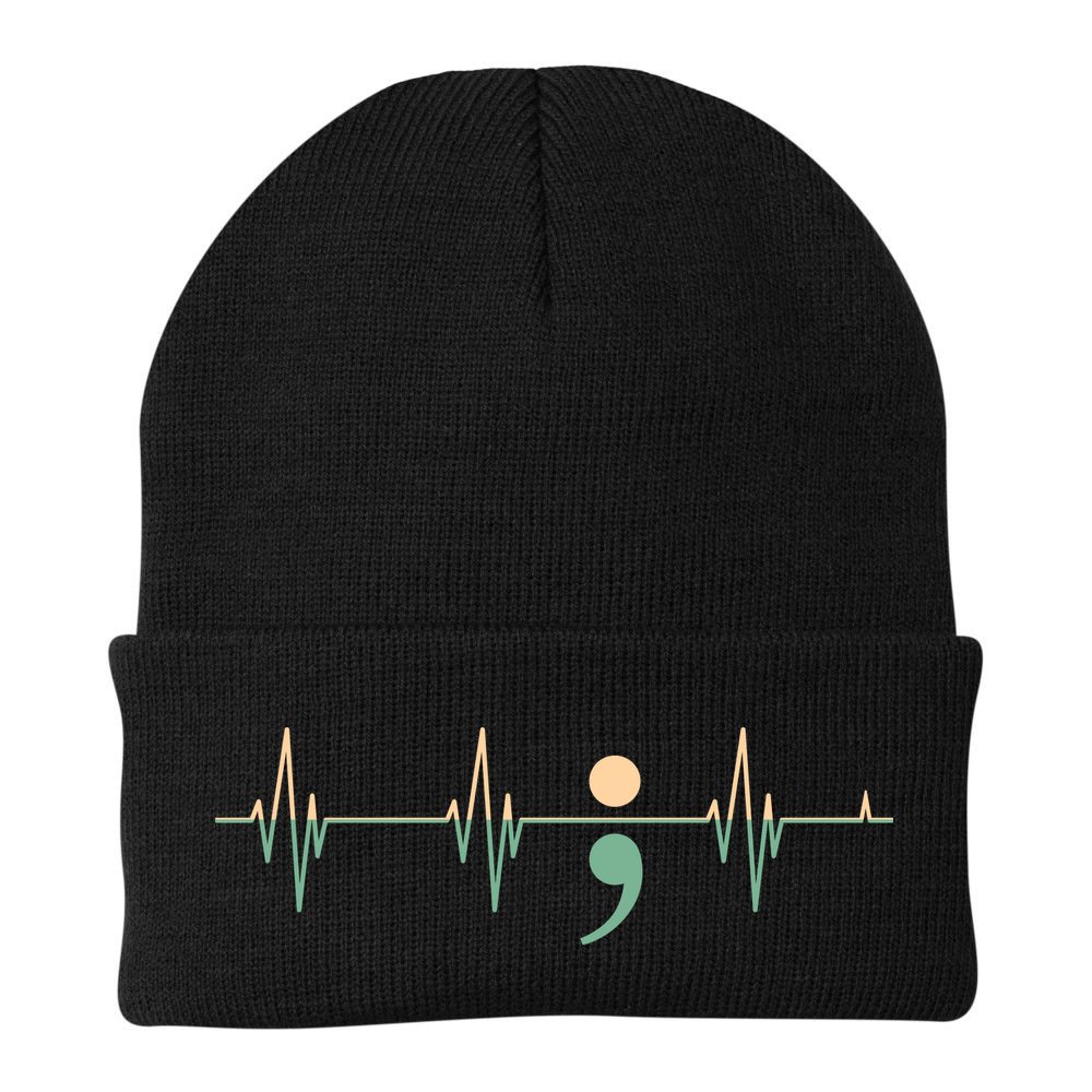 Suicide Awareness Heartbeat Ribbon Beanie