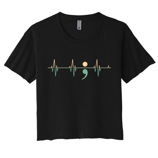 Suicide Awareness Heartbeat Ribbon Crop Top