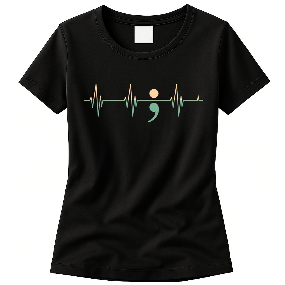 Suicide Awareness Heartbeat Ribbon Womens T-Shirt