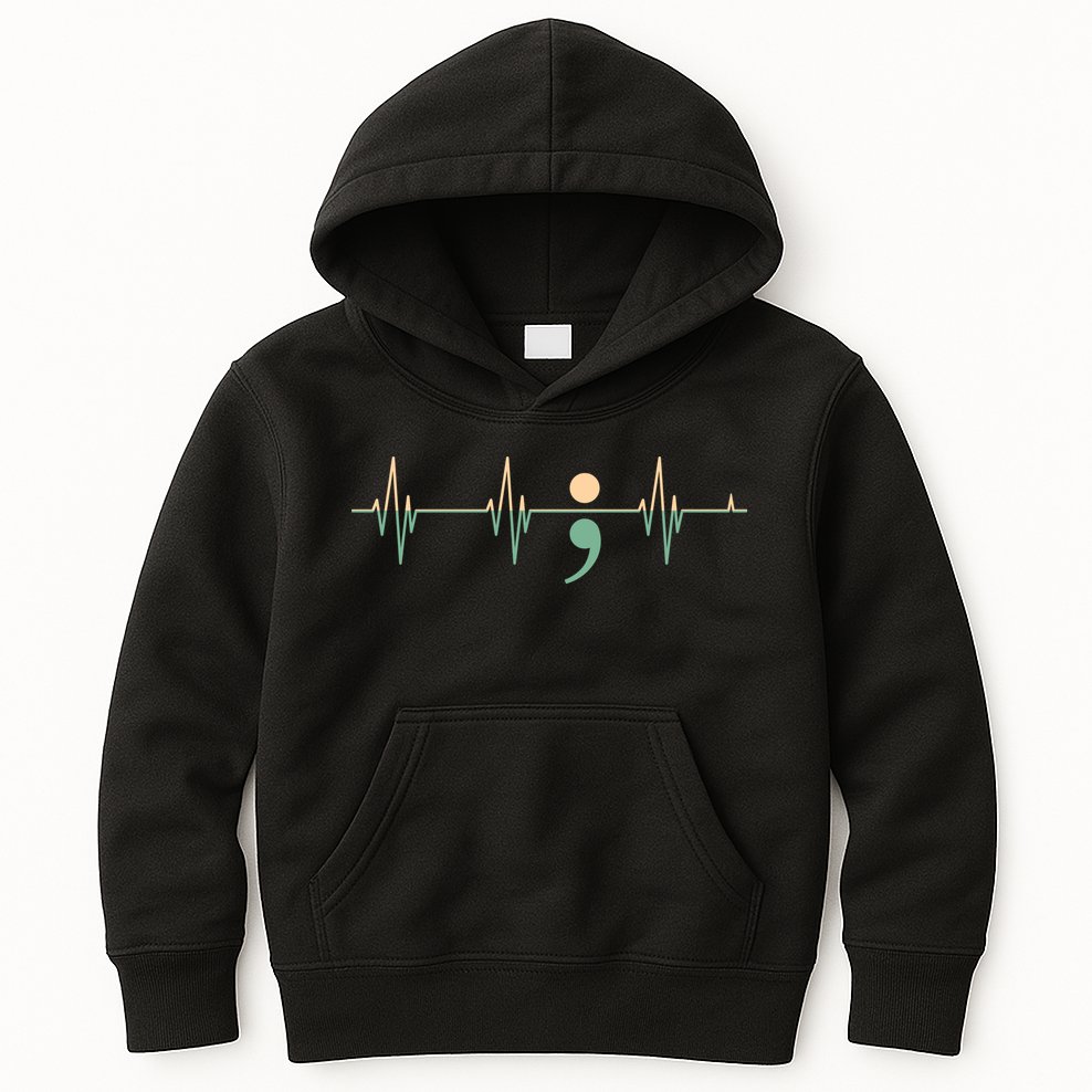 Suicide Awareness Heartbeat Ribbon Kids Hoodie
