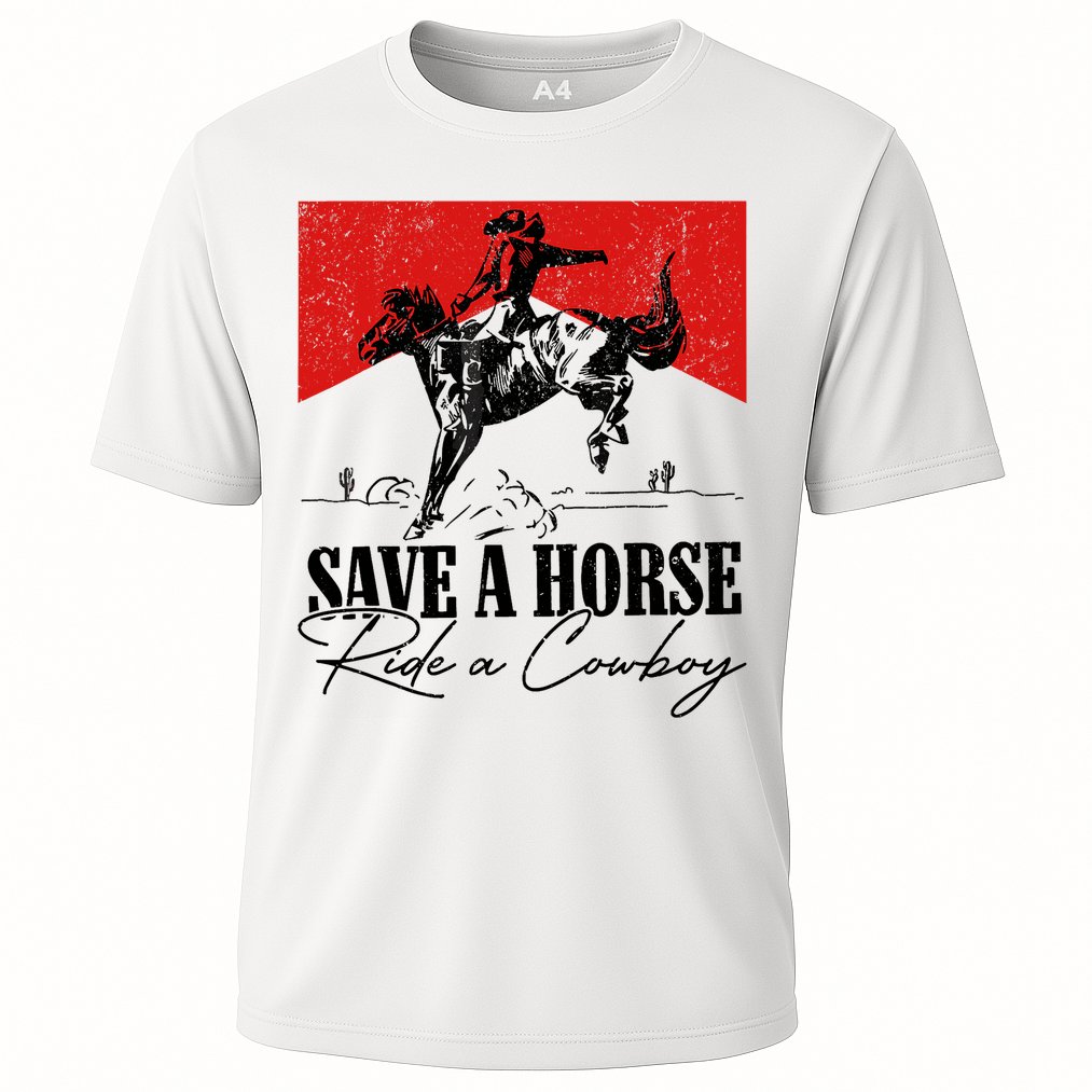 Save A Horse Ride A Cowboy Skeleton Country Skull Western Cooling Performance Crew T-Shirt