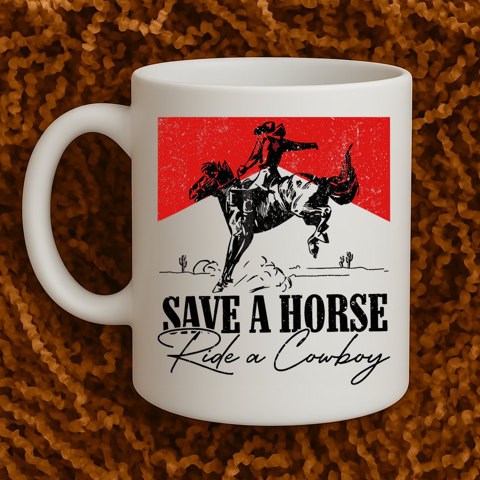 Save A Horse Ride A Cowboy Skeleton Country Skull Western Mug