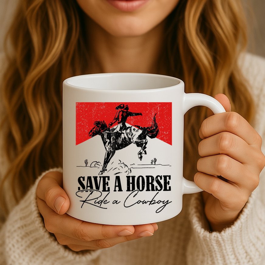 Save A Horse Ride A Cowboy Skeleton Country Skull Western Mug