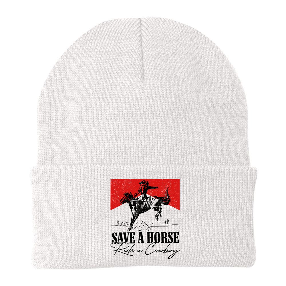 Save A Horse Ride A Cowboy Skeleton Country Skull Western Beanie
