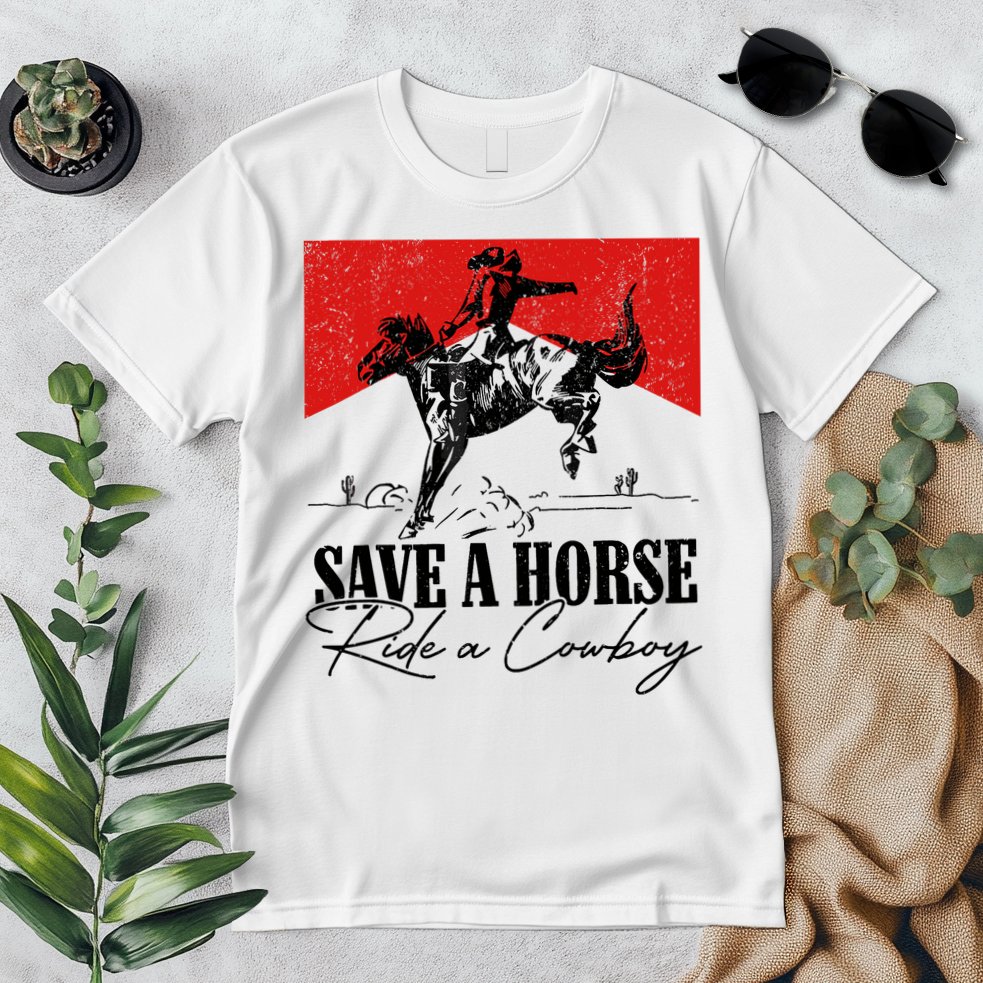 Save A Horse Ride A Cowboy Skeleton Country Skull Western Premium T-Shirt