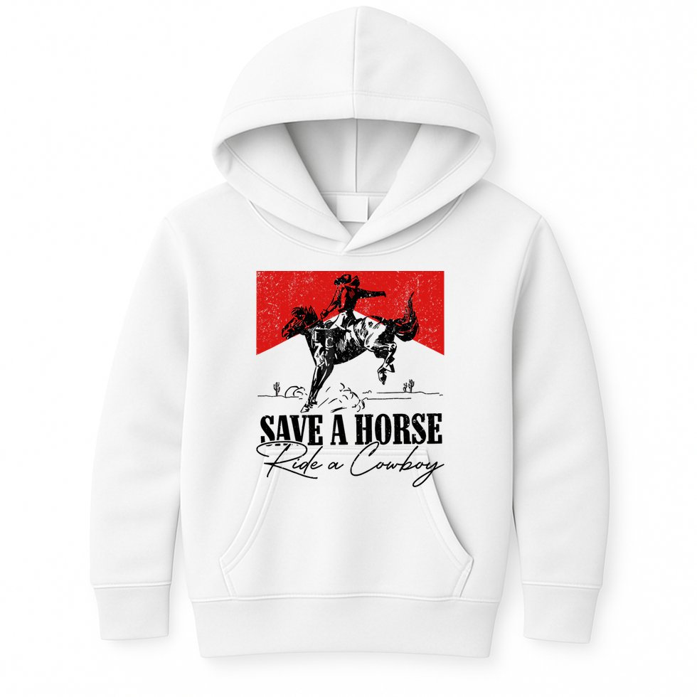 Save A Horse Ride A Cowboy Skeleton Country Skull Western Kids Hoodie