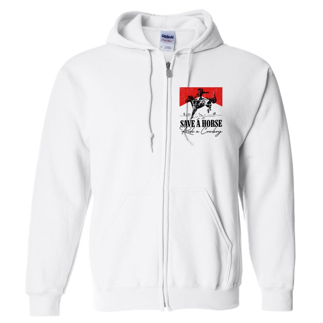 Save A Horse Ride A Cowboy Skeleton Country Skull Western Full Zip Hoodie