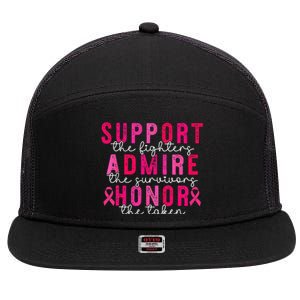 Support Admire Honor Breast Cancer Awareness Warrior Ribbon 7 Panel Mesh Trucker Snapback Hat