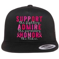 Support Admire Honor Breast Cancer Awareness Warrior Ribbon Flat Bill Trucker Hat