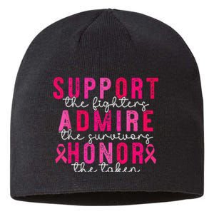 Support Admire Honor Breast Cancer Awareness Warrior Ribbon Sustainable Beanie