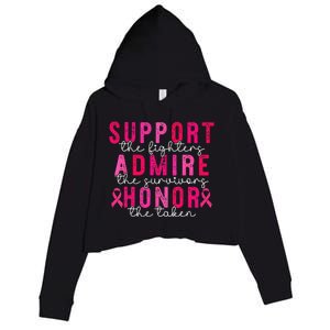 Support Admire Honor Breast Cancer Awareness Warrior Ribbon Crop Fleece Hoodie