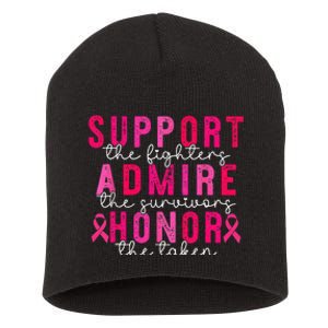 Support Admire Honor Breast Cancer Awareness Warrior Ribbon Short Acrylic Beanie