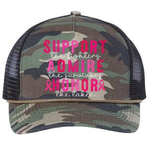 Support Admire Honor Breast Cancer Awareness Warrior Ribbon Retro Rope Trucker Hat Cap