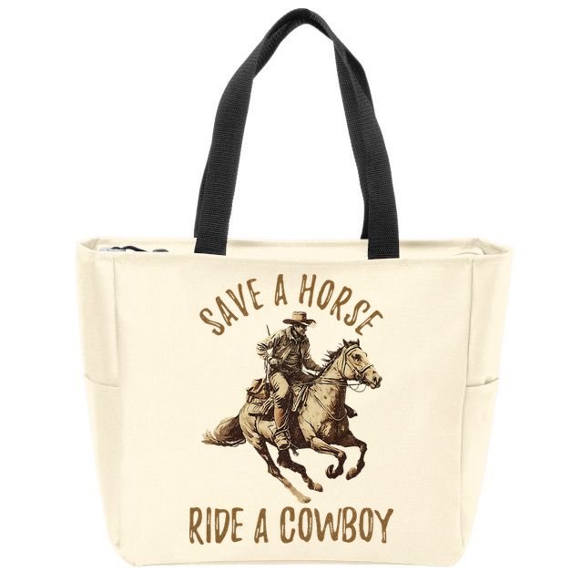 Save A Horse Ride A Cow Horseback Riding Zip Tote Bag