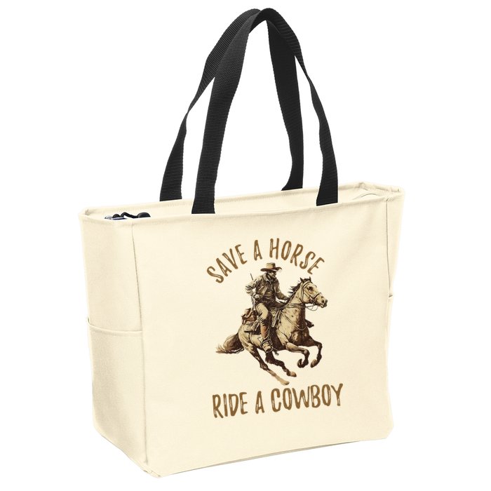 Save A Horse Ride A Cow Horseback Riding Zip Tote Bag
