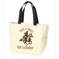 Save A Horse Ride A Cow Horseback Riding Zip Tote Bag
