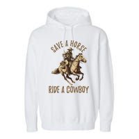 Save A Horse Ride A Cow Horseback Riding Garment-Dyed Fleece Hoodie