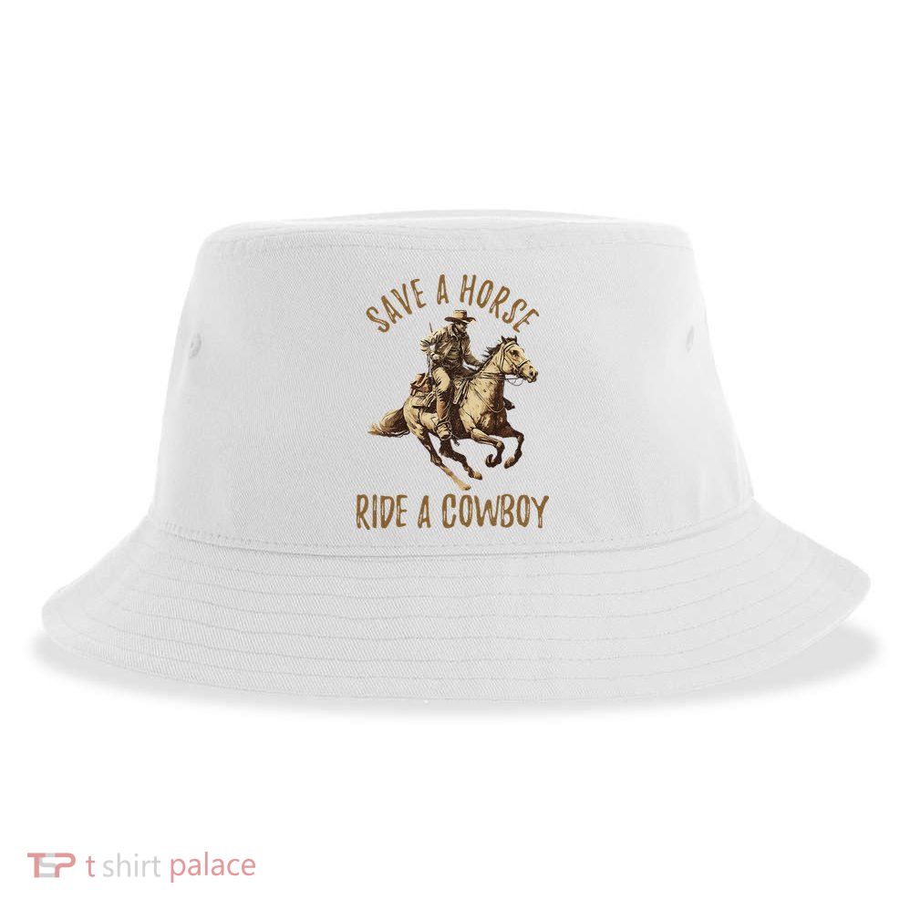 Save A Horse Ride A Cow Horseback Riding Sustainable Bucket Hat