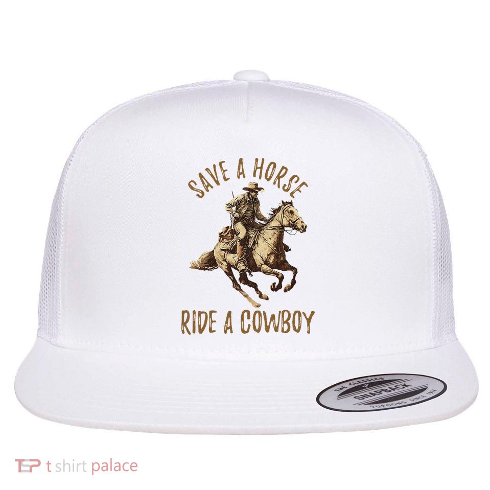 Save A Horse Ride A Cow Horseback Riding Flatbill Hat
