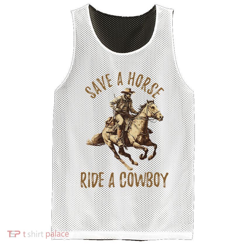 Save A Horse Ride A Cow Horseback Riding Mesh Reversible Basketball Jersey Tank