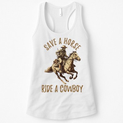 Save A Horse Ride A Cow Horseback Riding Womens Tank Top