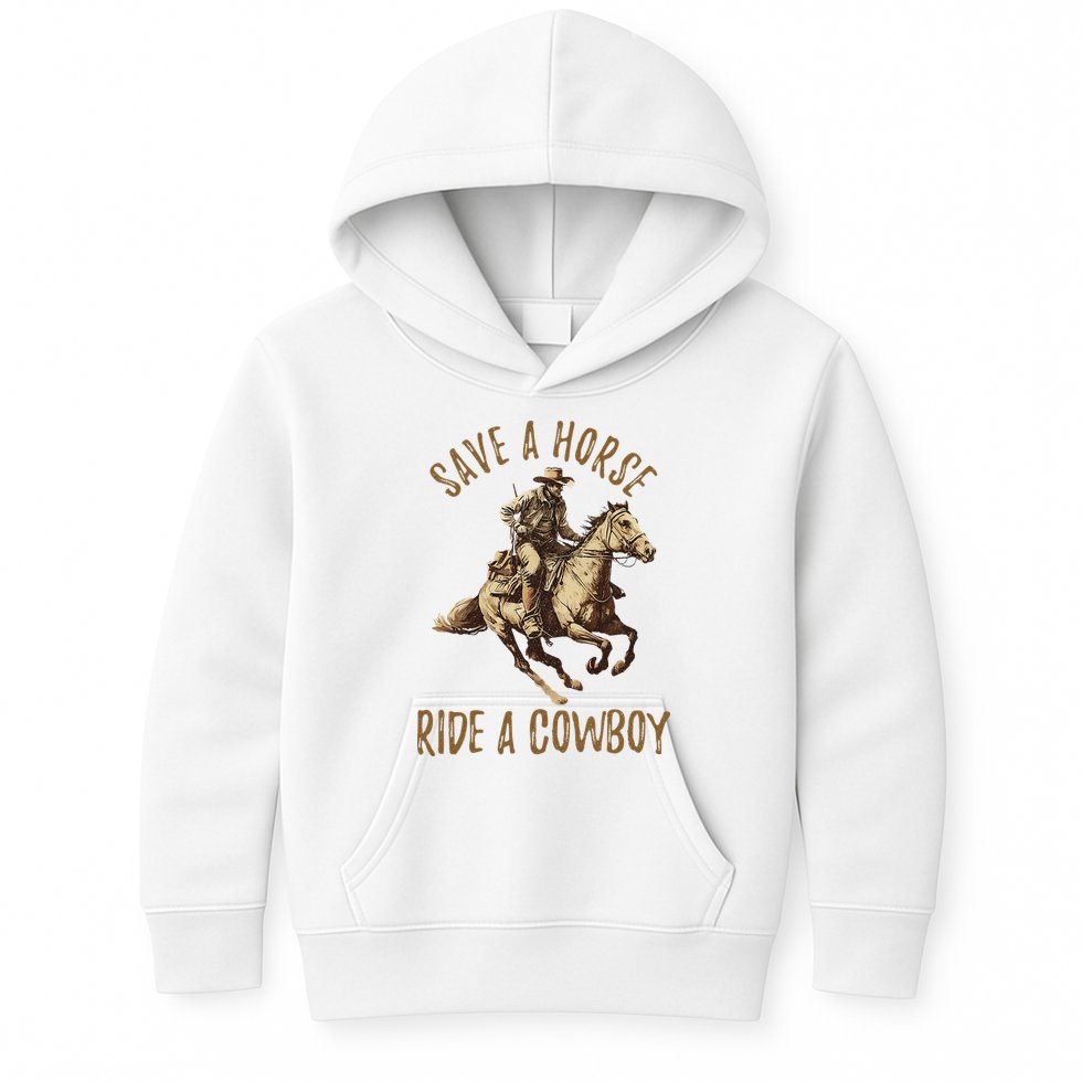 Save A Horse Ride A Cow Horseback Riding Kids Hoodie